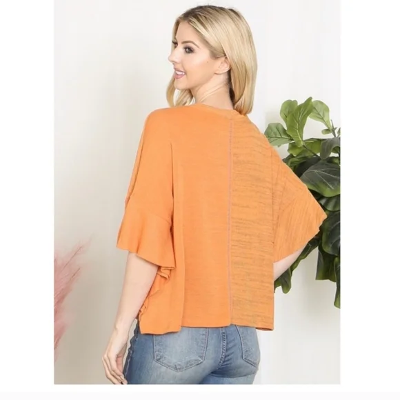 ❌SOLD✨FABRIC CONTRAST PUMPKIN TOP- NEW - Picture 6 of 6